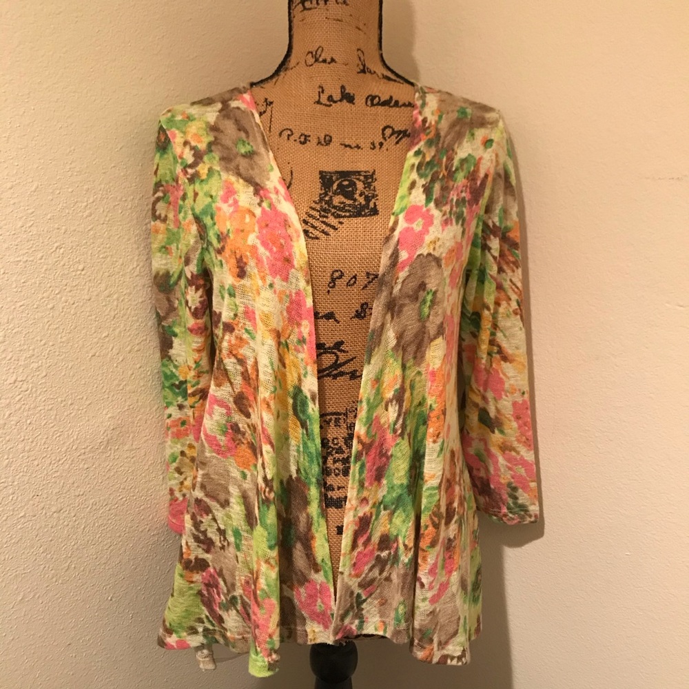 Happening In The Present Floral & Sheer Cardigan-L
